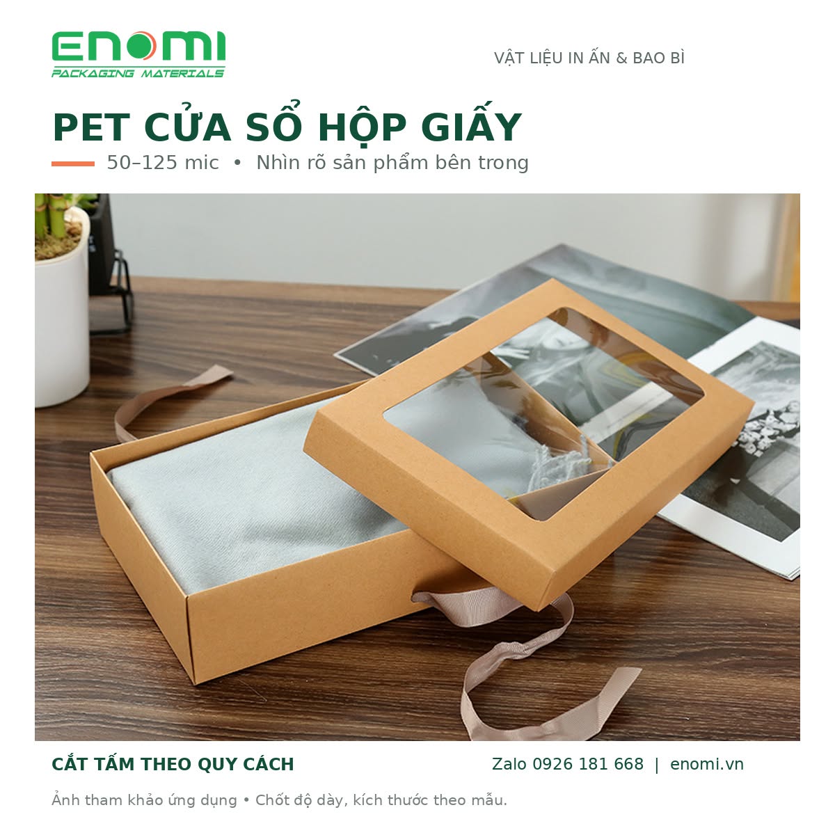Clear PET Film 50–125 Microns for Paper Box Windows Clear PET Film 50–125 Microns for Paper Box Windows — ENOMI product or application reference