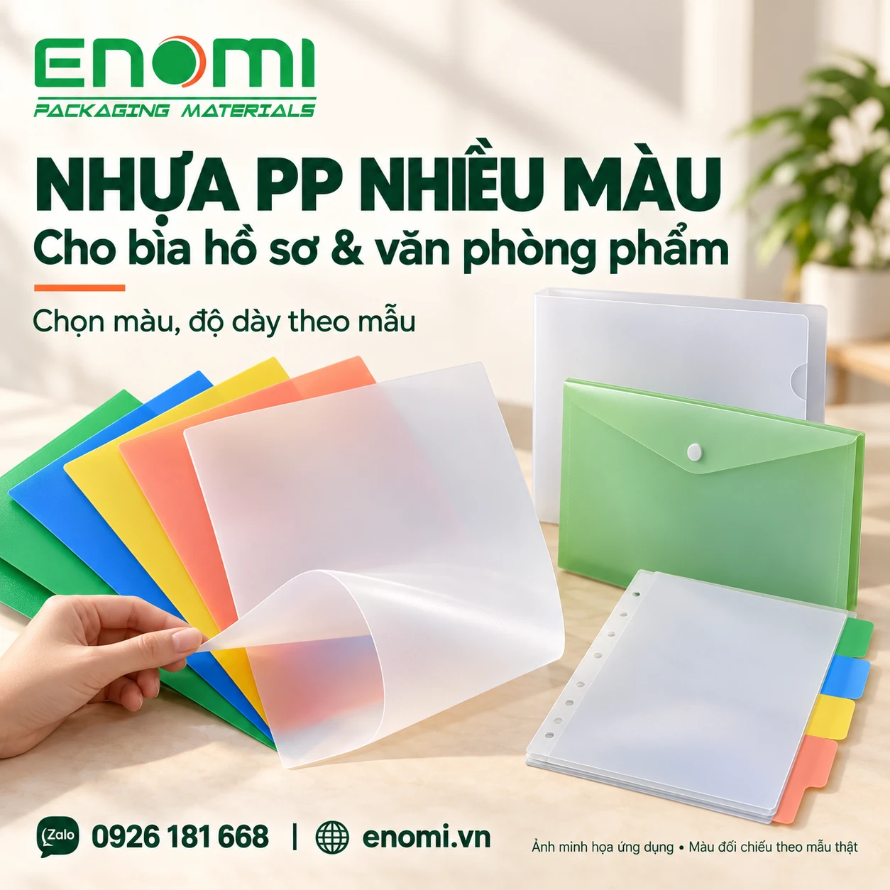 Coloured PP Sheets for Folders & Stationery Coloured PP Sheets for Folders & Stationery — ENOMI product or application reference