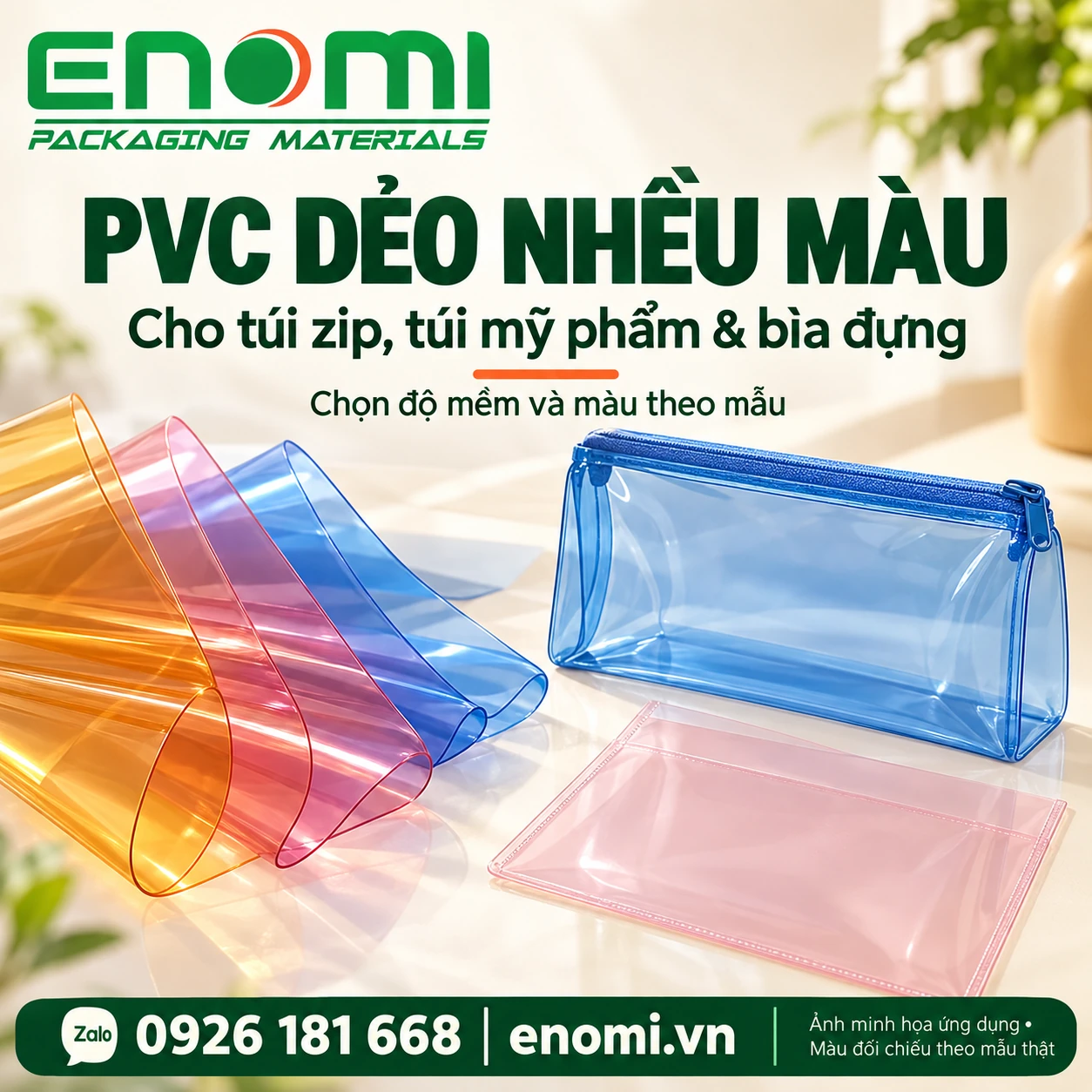 Flexible Coloured PVC Film for Bags & Covers Flexible Coloured PVC Film for Bags & Covers — ENOMI product or application reference