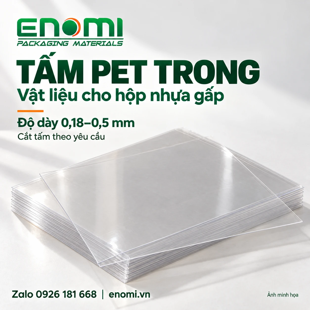 Clear PET Sheets 0.18–0.5 mm for Folding Boxes Clear PET Sheets 0.18–0.5 mm for Folding Boxes — ENOMI product or application reference