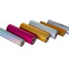 Holographic foil rolls with rainbow reflections and decorative patterns